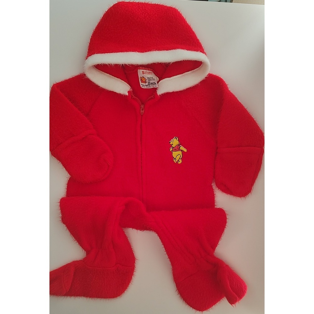 Vtg  sears Disney winnie the pooh collection small red fleece sleeper A17